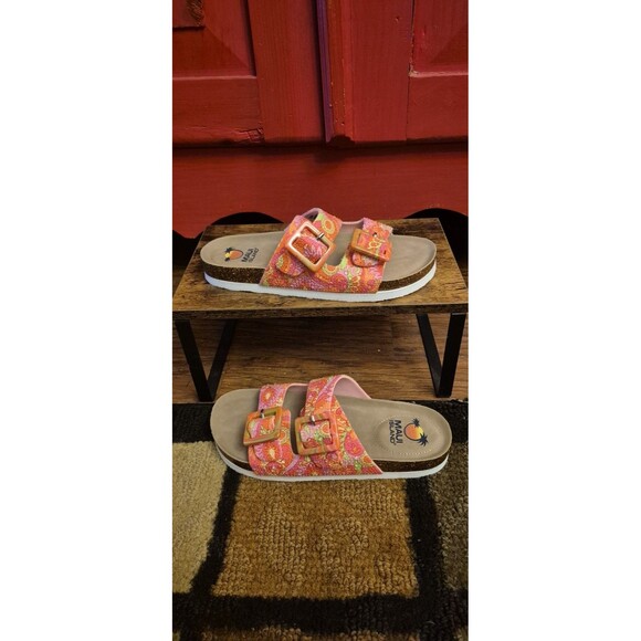 New Maui Island Solara Womens Size 8 M Slip On Sandals Bright Sparkly Buckles - Picture 1 of 8
